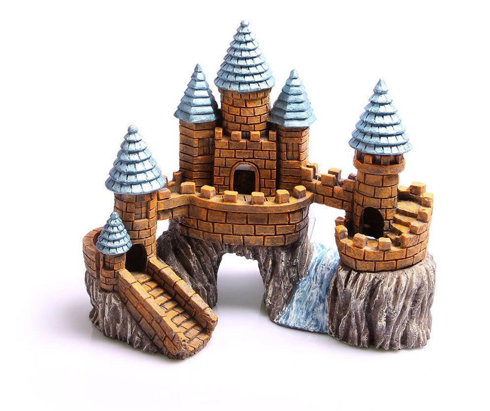 Ornament Castle On The Rock With River Small 15.5x9x13cm