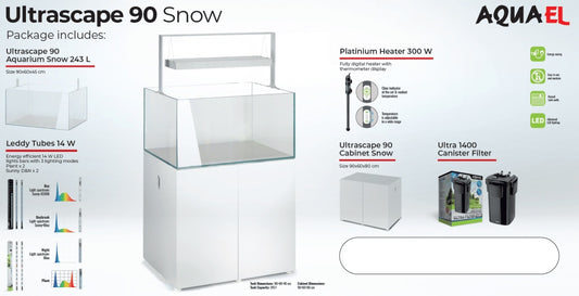 Aquael Ultrascape 90 Snow Aquarium Package